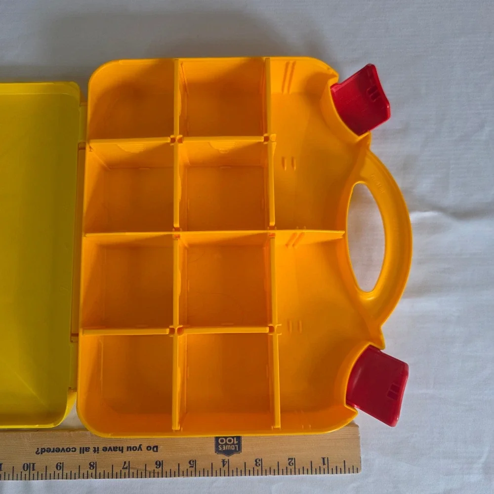LEGO Yellow Plastic Storage Carrying Case Organizer with Red Latches Handle